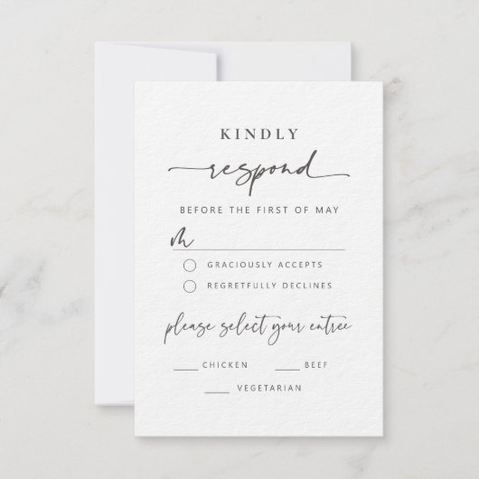 Moderne Minimalistische Antwortkarte Einladung (Vorderseite)