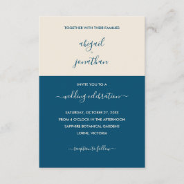 Moderne Minimalistische Aquamarine Creme Hochzeits Einladung