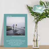 Moderne Minimalistische Aquamarine Foto Hochzeit Einladung