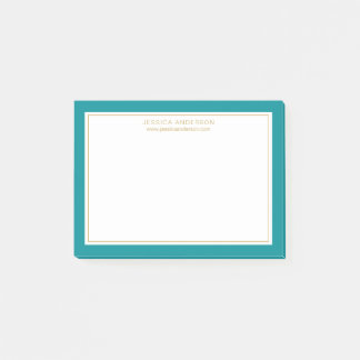 Moderne Minimalistische Aquamarine Goldgrenze Pers Post-it Klebezettel