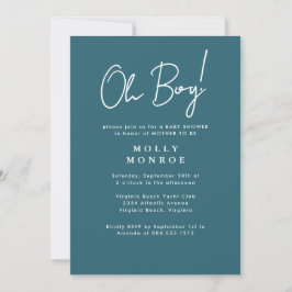 Moderne Minimalistische Aquamarine Script Baby Dus Einladung