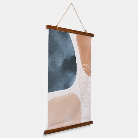 Moderne Minimalistische Aquarellkunst Wandteppich Mit Holzrahmen (Gewinkelt)