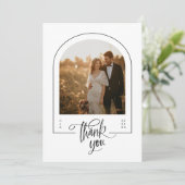 Moderne Minimalistische Arch Foto Hochzeit Dankeskarte (Stehend Vorderseite)