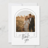 Moderne Minimalistische Arch Foto Hochzeit Dankeskarte (Vorderseite)