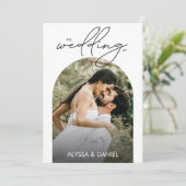 Moderne Minimalistische Arch Foto Hochzeit Einladung (Stehend Vorderseite)