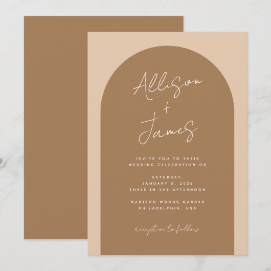 Moderne Minimalistische Arch Wedding Einladung (Vorne/Hinten)