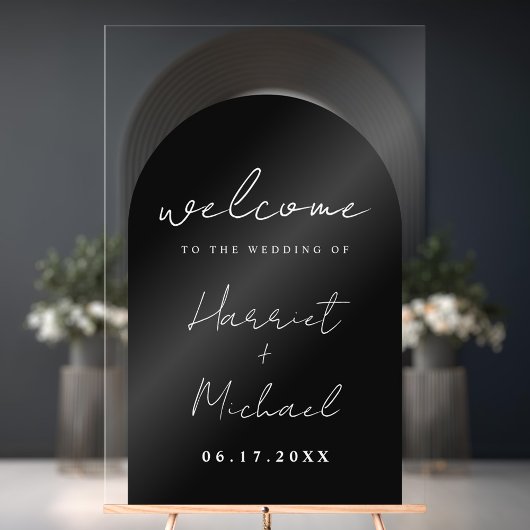 Moderne Minimalistische Arch Wedding Willkommen Acrylschild