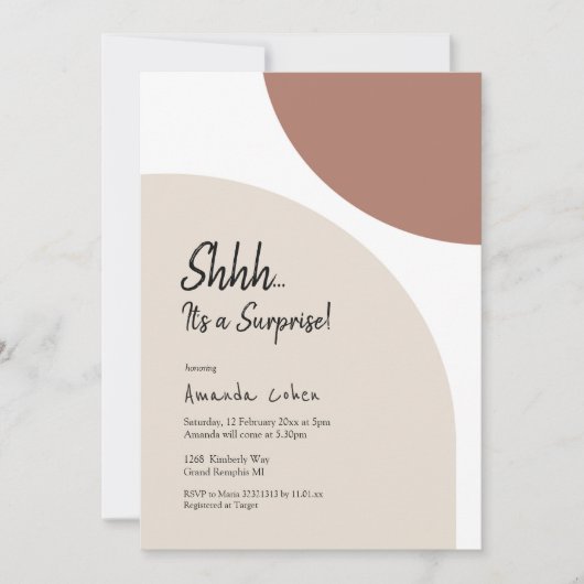 Moderne Minimalistische Arche Überraschung Geburts Einladung (Vorderseite)