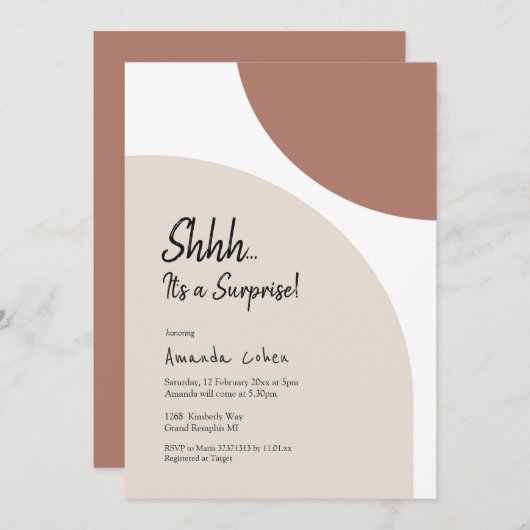 Moderne Minimalistische Arche Überraschung Geburts Einladung (Vorne/Hinten)