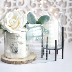 Moderne Minimalistische Audio Gästebuchsstimmung Acrylschild