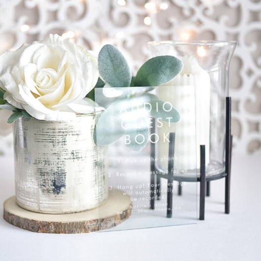 Moderne Minimalistische Audio Gästebuchsstimmung Acrylschild