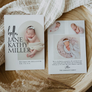 Moderne Minimalistische Baby-Foto-Geburtsanzeige m Ankündigung