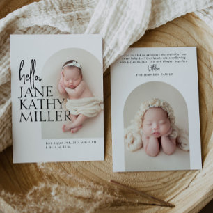 Moderne Minimalistische Baby-Foto-Geburtsanzeige m Ankündigung