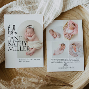 Moderne Minimalistische Baby-Foto-Geburtsanzeige m Ankündigung