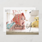 Moderne minimalistische Babydusche Danke Postkarte (Vorne/Hinten)