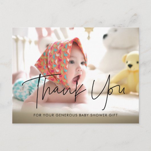 Moderne minimalistische Babydusche Danke Postkarte (Vorderseite)