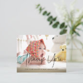 Moderne minimalistische Babydusche Danke Postkarte (Stehend Vorderseite)