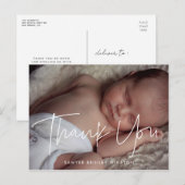 Moderne minimalistische Babydusche Danke Postkarte (Vorne/Hinten)