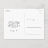 Moderne minimalistische Babydusche Danke Postkarte (Rückseite)