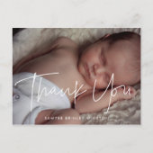 Moderne minimalistische Babydusche Danke Postkarte (Vorderseite)