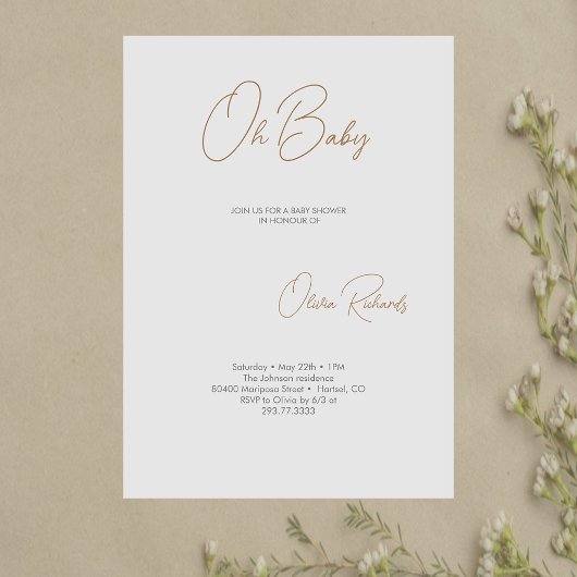 Moderne Minimalistische Babydusche Einladung Oh Ba