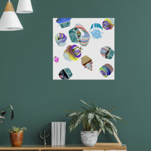 Moderne minimalistische Bäckereien blau aquamarin Poster