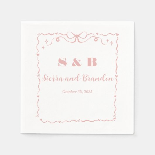 Moderne Minimalistische Band Hochzeiten Napkins Serviette (Vorderseite)