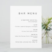 Moderne Minimalistische Bar aus Schwarz und Weiß Menükarte (Stehend Vorderseite)