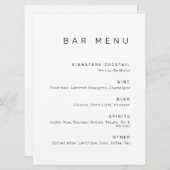 Moderne Minimalistische Bar aus Schwarz und Weiß Menükarte (Vorne/Hinten)