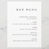 Moderne Minimalistische Bar aus Schwarz und Weiß Menükarte (Vorderseite)