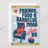 Moderne minimalistische barbeque Party Einladung (Vorne/Hinten)