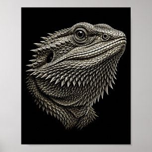 Moderne minimalistische Bartagamen-Kopf detaillier Poster