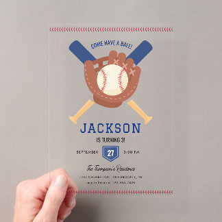 Moderne Minimalistische Baseball Schlagmann Geburt Acryleinladungen