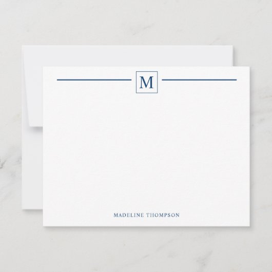 Moderne Minimalistische Basis-Navy-Blue-Monogram-L Mitteilungskarte (Vorderseite)