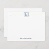 Moderne Minimalistische Basis-Navy-Blue-Monogram-L Mitteilungskarte (Vorne/Hinten)