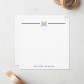 Moderne Minimalistische Basis-Navy-Blue-Monogram-L Mitteilungskarte (Vorderseite/Rückseite Beispiel)