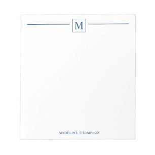 Moderne Minimalistische Basis-Navy-Blue-Monogram-L Notizblock