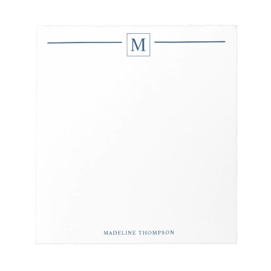 Moderne Minimalistische Basis-Navy-Blue-Monogram-L Notizblock (Vorderseite)