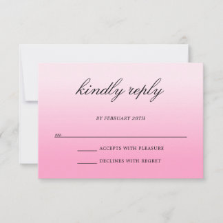 Moderne minimalistische Baumwollzucker-Rosa Ombre- RSVP Karte