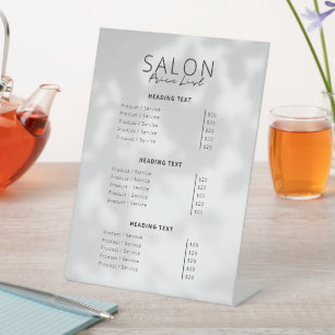 Moderne Minimalistische Beauty Salon Preisliste Sockelschild