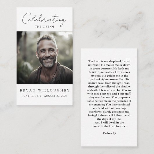 Moderne Minimalistische Beerdigungskarte Visitenkarte (Vorne/Hinten)