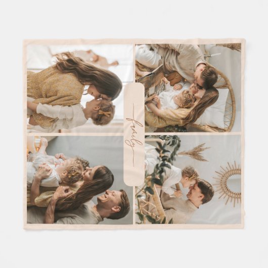 Moderne Minimalistische Beige 4 Fotos Fleecedecke (Vorderseite (Horizontal))