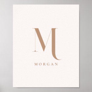 Moderne minimalistische beige benutzerdefinierte M Poster