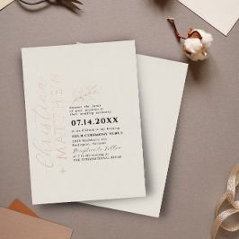 Moderne Minimalistische Beige Black Wedding Rose G Folieneinladung