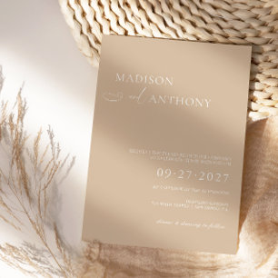 Moderne & Minimalistische Beige Boho Hochzeitseinl Einladung