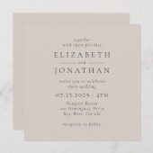 Moderne Minimalistische Beige Hochzeitseinladung Einladung (Vorne/Hinten)