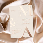 Moderne Minimalistische Beige Rose Gold Monogram W Folieneinladung