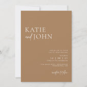 Moderne Minimalistische Beige Tan Boho Wedding Einladung (Vorderseite)