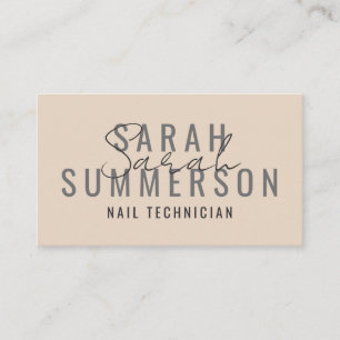 Moderne minimalistische beige Typografie Nagelstud Visitenkarte