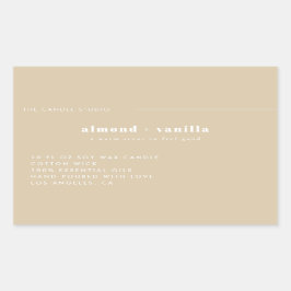 Moderne, Minimalistische Beige-Verpackungs-Kerzen- Rechteckiger Aufkleber